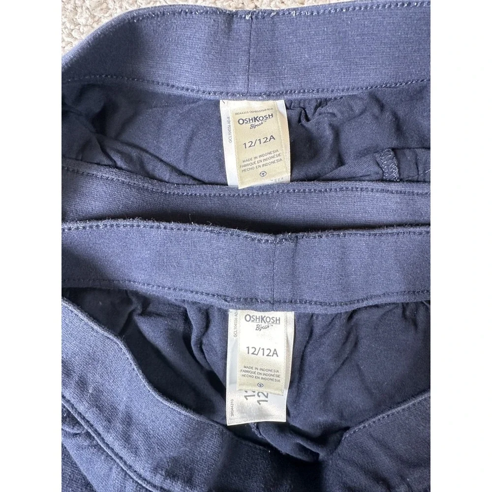 Lot of 2 Girls Oshkosh B'gosh Uniform Skirts Sz 12A Navy Pleated Pull On Stretch